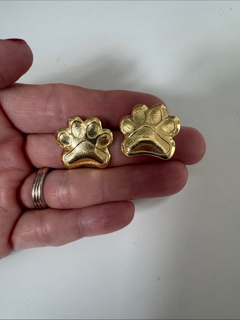 Gold Paw Print Stud Earrings - Women Jewelry